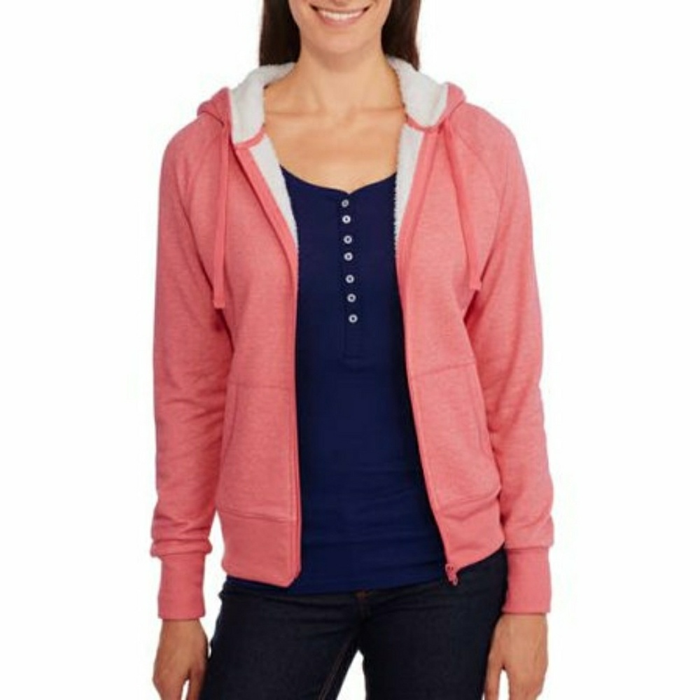 Peach Glow Sherpa Hoodie (size M)